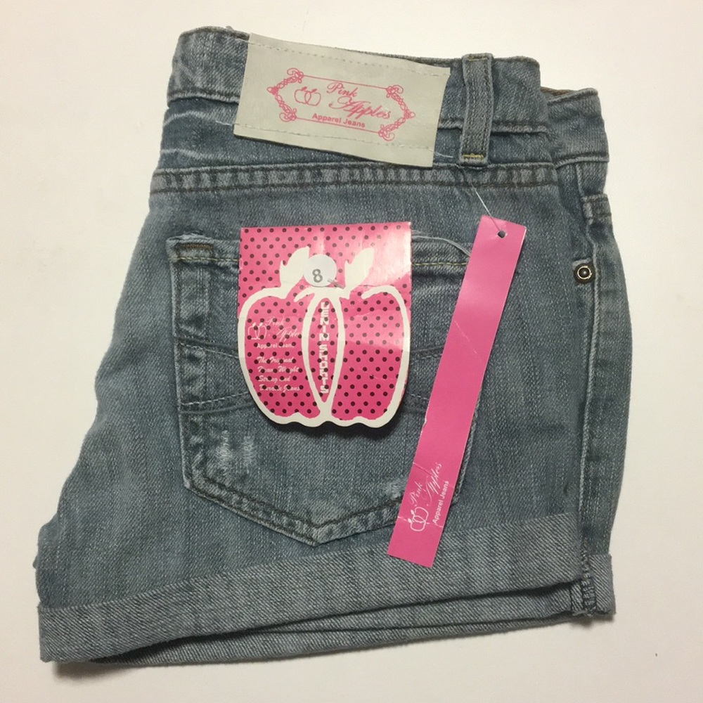Pink Apples Denim Shorts NWT